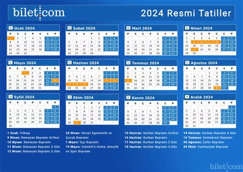 2024 Yılı Resmi Tatiller Takvimi ve Önemli Günler Listesi