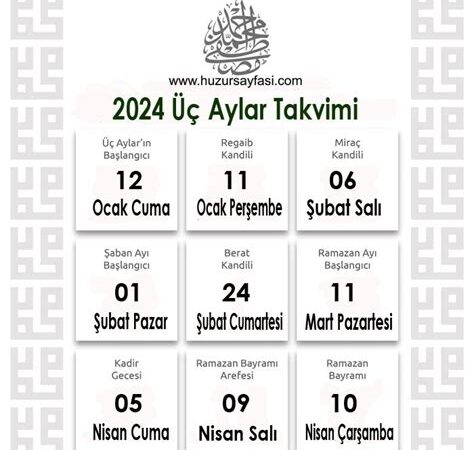 2024 Yılında Milli ve Dini Bayram Günleri Takvimi